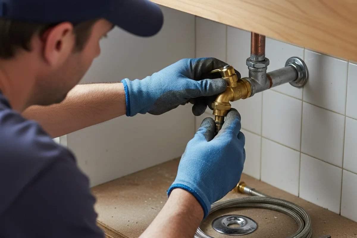 Shutoff valve and fitting work during Emergency Plumbing in Flensburg